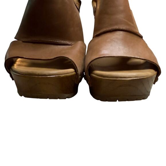 KORKS Kristian Slingback Platform Sandal Leather Tan Brown Size 7 - Picture 2 of 7